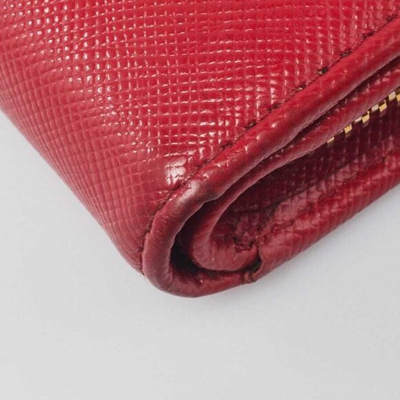 Prada Red Saffiano Leather Small Compact Wallet - Picture 3 of 9